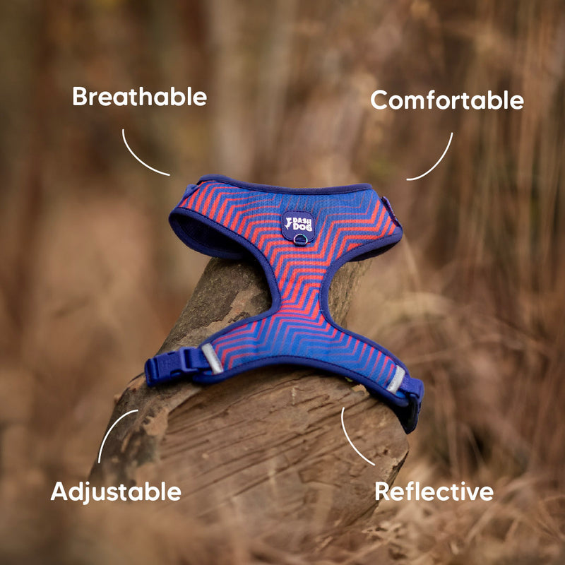 Dash Dog Chevron Easy Walk Harness For Dog - Purple - Heads Up For Tails