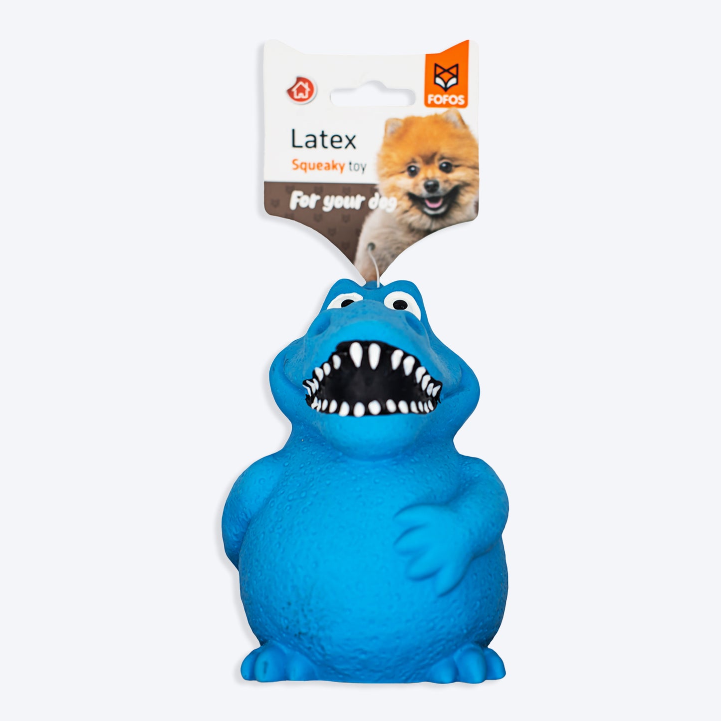 FOFOS Dinosaur Latex Bi Squeaky Chew Toy For Dog - Blue - L_09