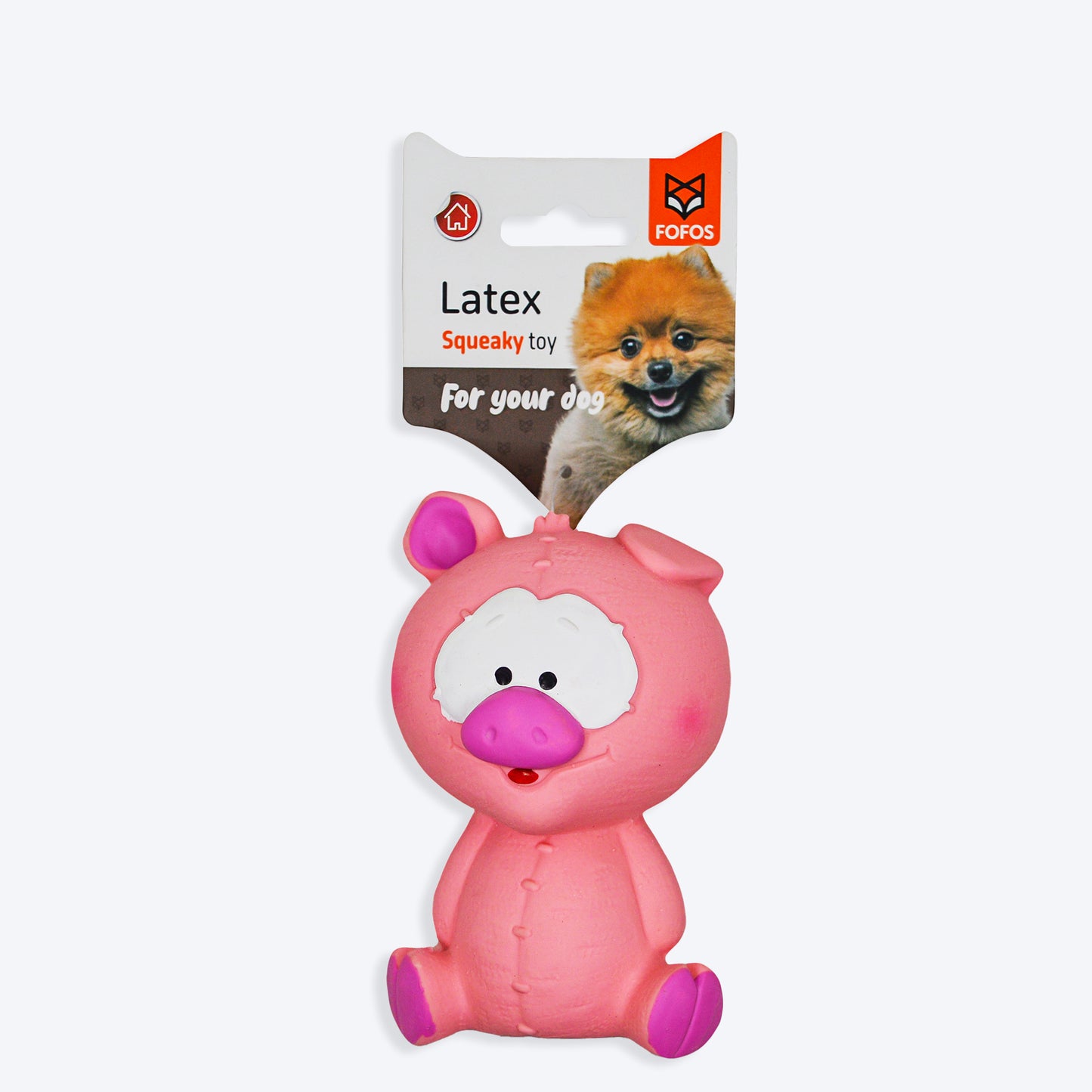 FOFOS Pig Latex Bi Squeaky Chew Toy For Dog - Pink - S - Heads Up For Tails