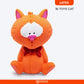 FOFOS Cat Shape Latex Bi Squeaky Chew Dog Toy - Orange - S - Heads Up For Tails