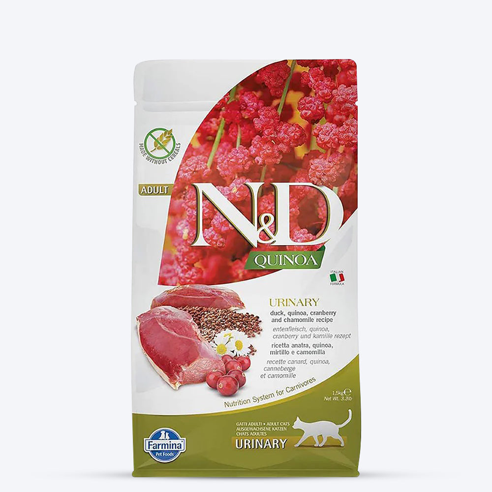 Farmina N&D Functional Quinoa Urinary Duck Cranberry and Chamomile Dry Cat Food - Heads Up For Tails