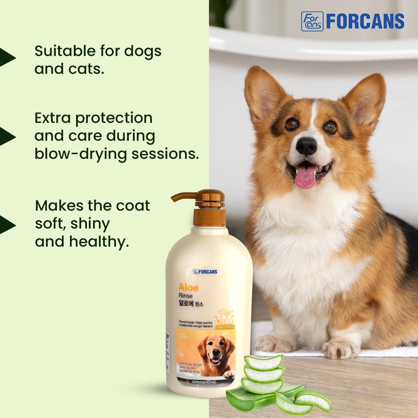 Forcans Aloe Rinse Dog Conditioner - 750 ml - Heads Up For Tails