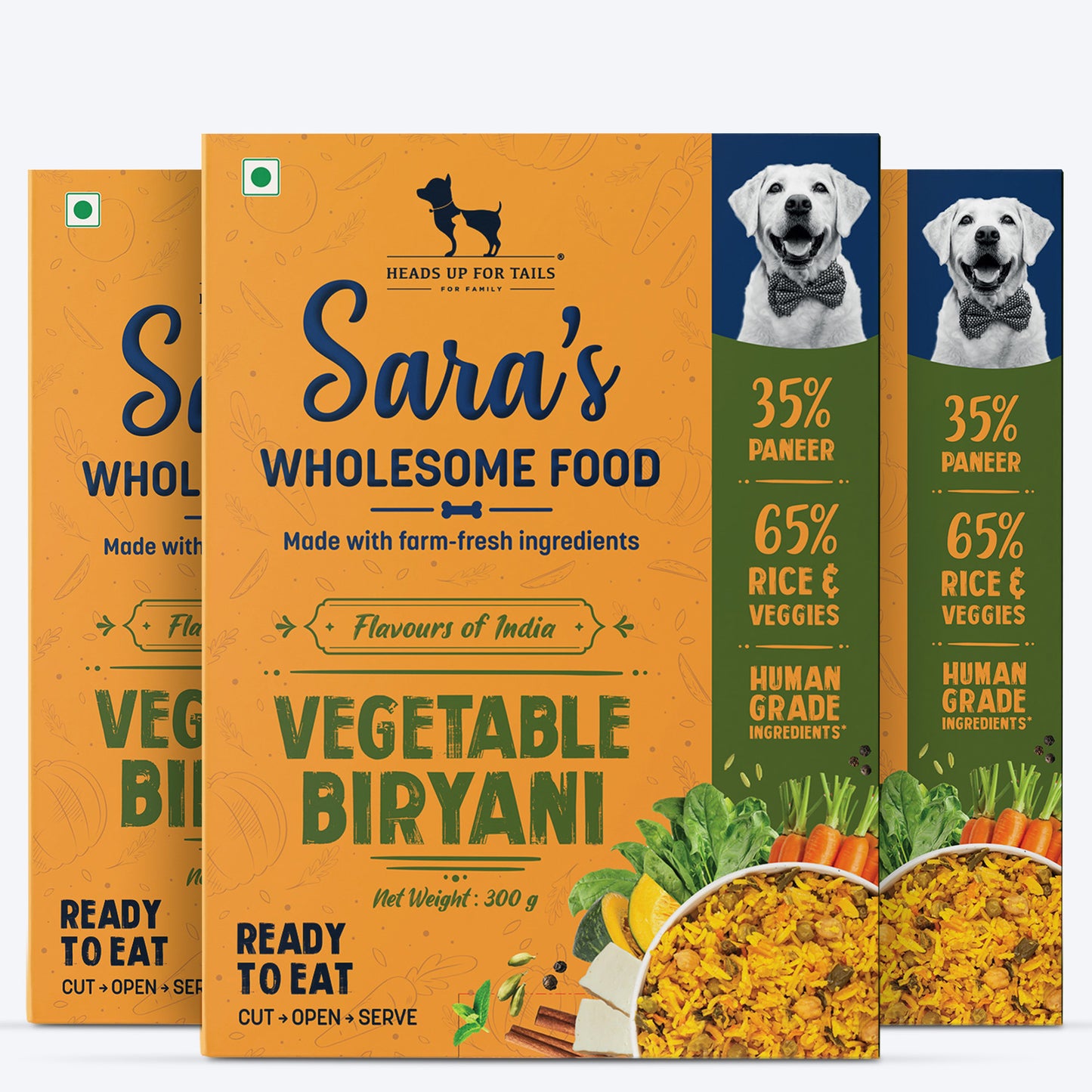 Sara's Wholesome Flavours of India Vegetable Biryani Wet Dog Food, 100% Vegetarian, Human-Grade Ingredients – Preservative-Free, Farm-Fresh - Heads Up For Tails
