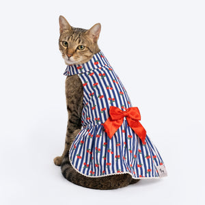 HUFT Cherie Cherry Dress For Cat - Blue - Heads Up For Tails
