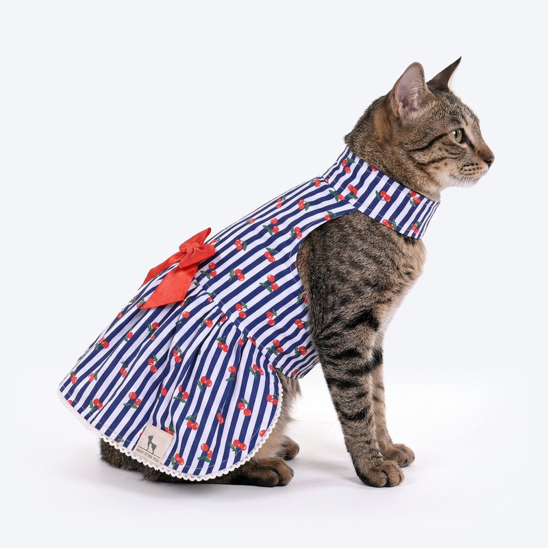 HUFT Cherie Cherry Dress For Cat - Blue - Heads Up For Tails