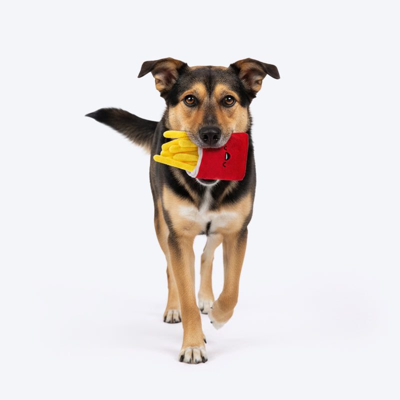 HUFT Fry-yay Plush Toy For Dog - Red & Yellow