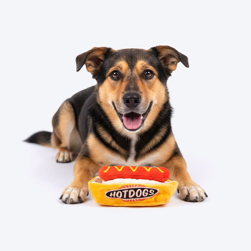 HUFT Hot Dog Plush Toy For Dog - Multicolor
