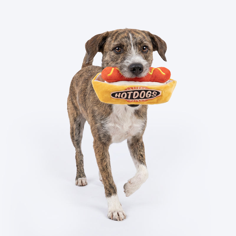 HUFT Hot Dog Plush Toy For Dog - Multicolor