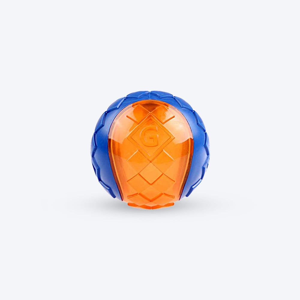 GiGwi Ball Squeaker Dog Chew Toy - solid/transparent - Blue/Orange, With Squeaker