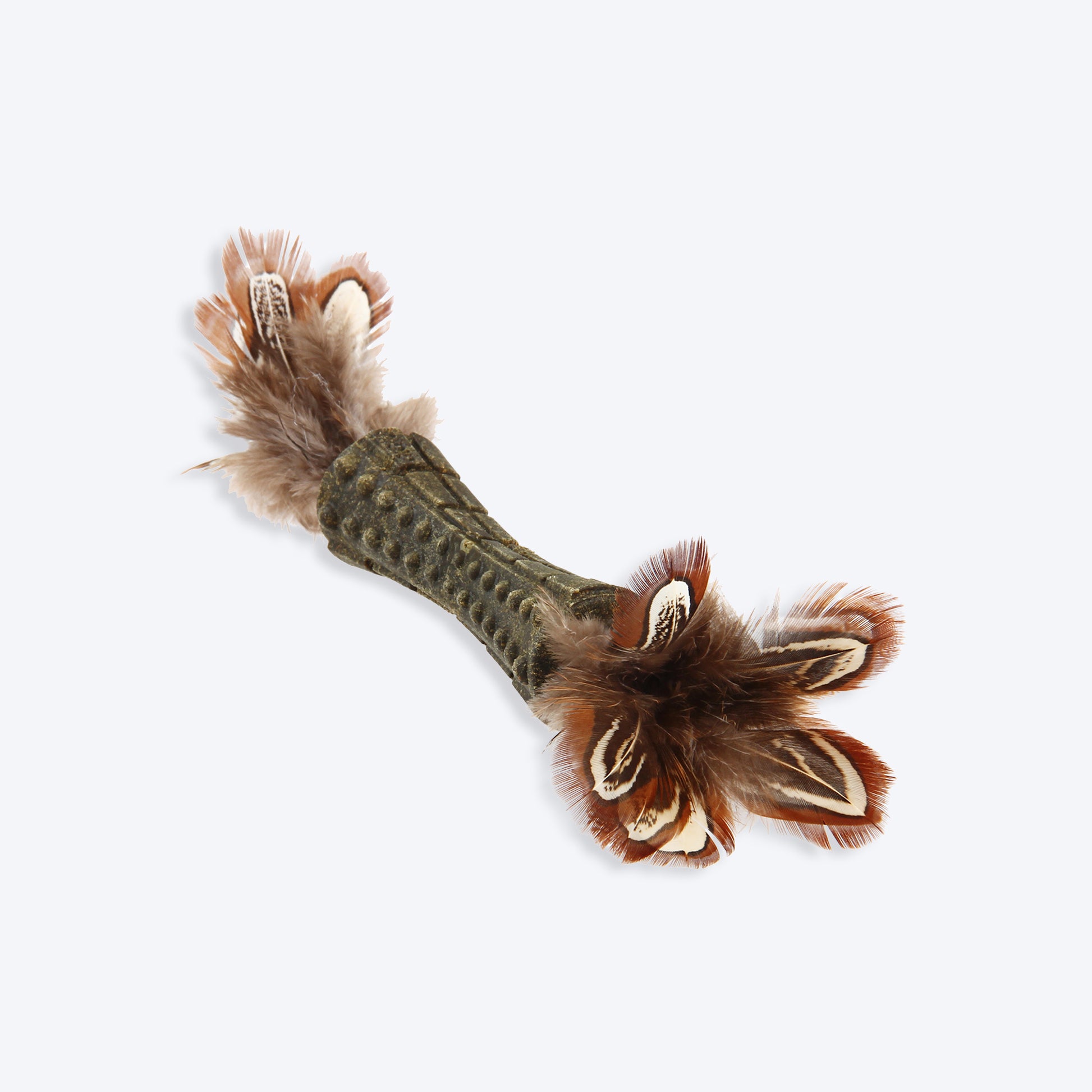 GiGwi Catnip Johnny Stick Cat Toy (with Double Side Feathers) - Brown - Heads Up For Tails