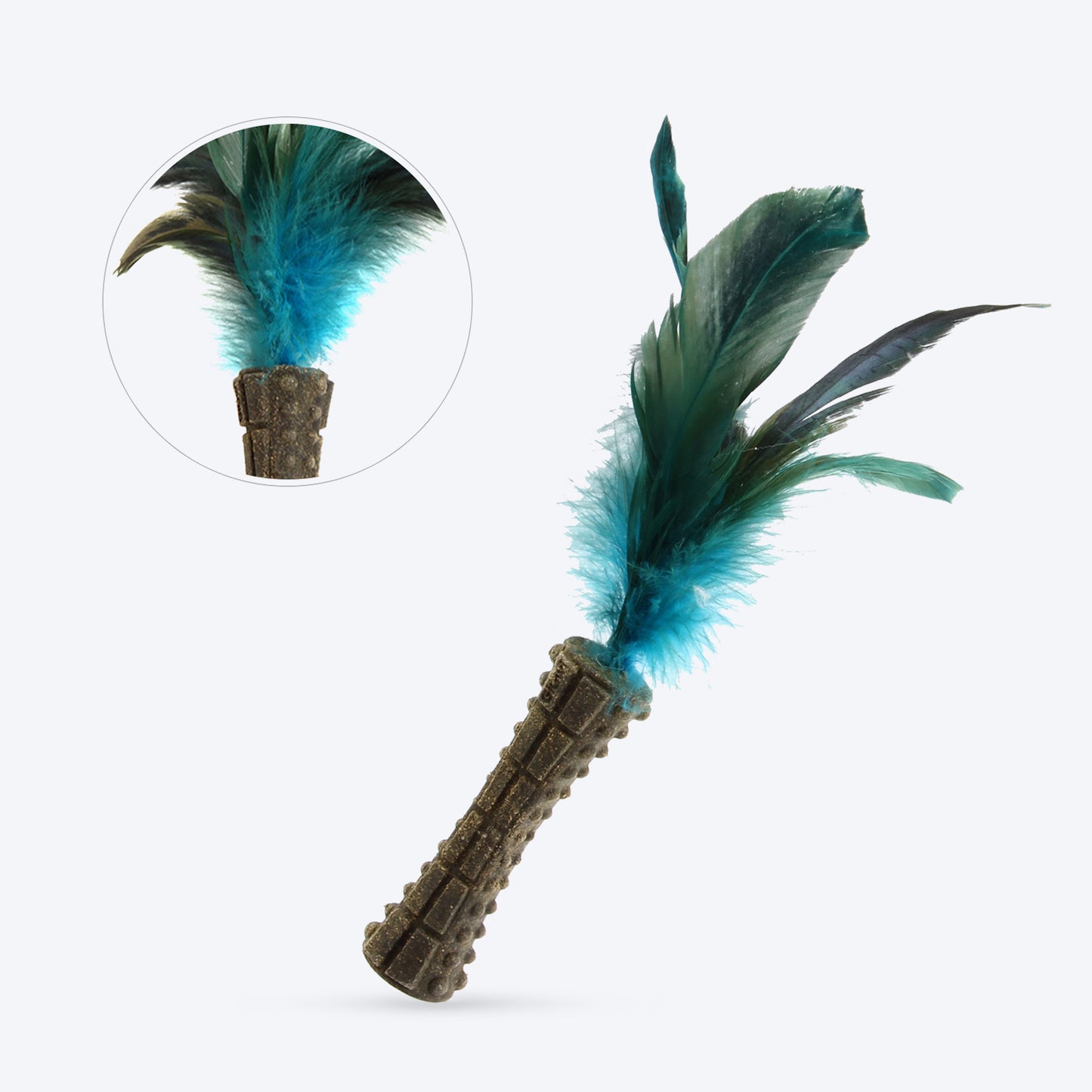 GiGwi Catnip Johnny Stick Cat Toy (with Natural Feathers) - Blue - Heads Up For Tails