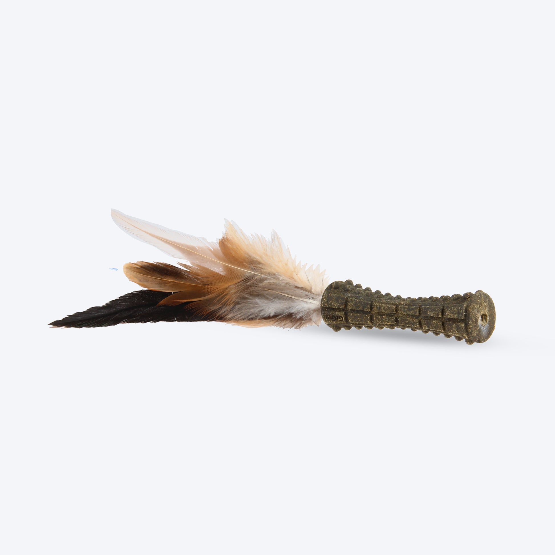 GiGwi Catnip Johnny Stick Cat Toy (with Natural Feathers) - Brown - Heads Up For Tails