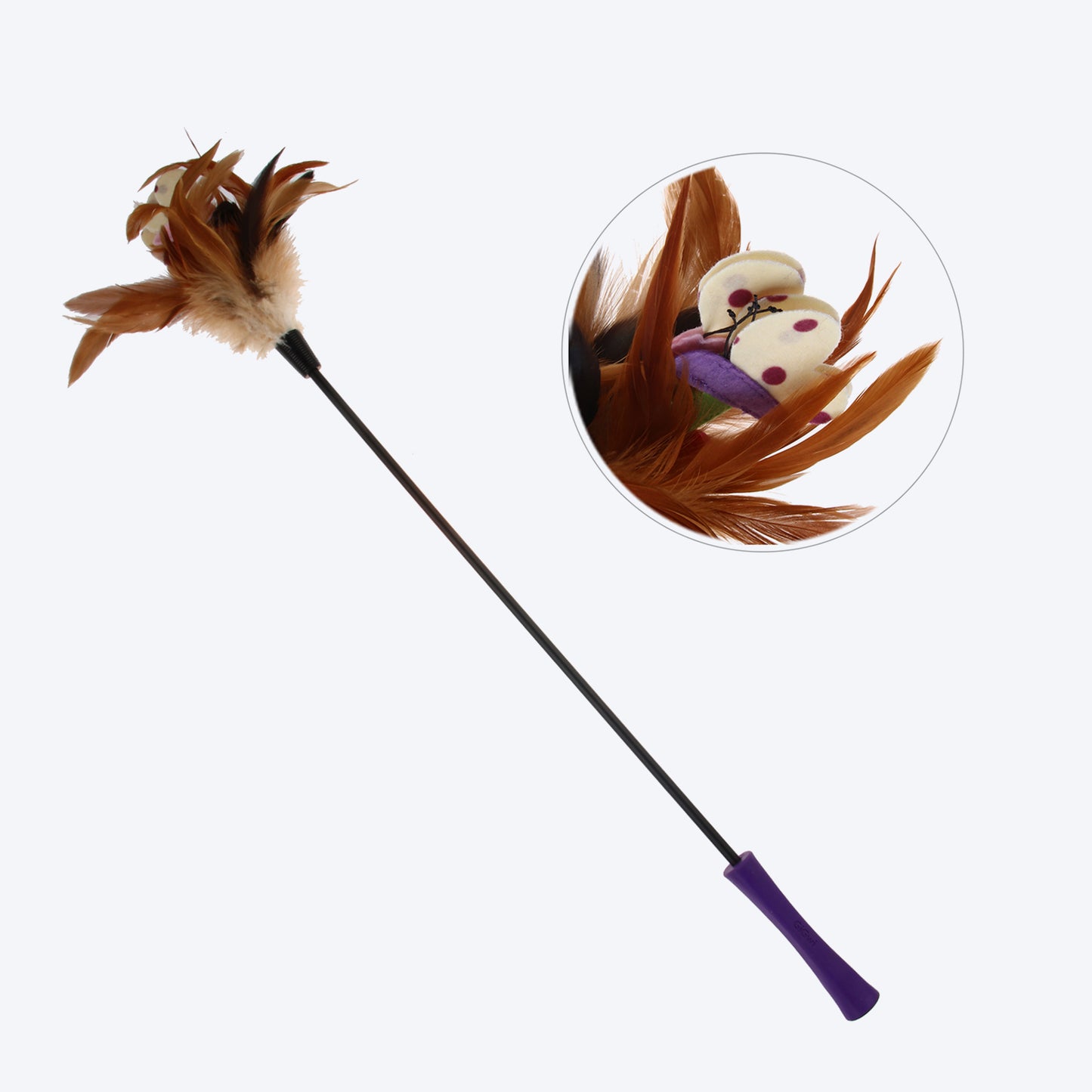 GiGwi Catwand 'Feather Teaser' with Natural Feather and TPR Handle Toy For Cat - Heads Up For Tails