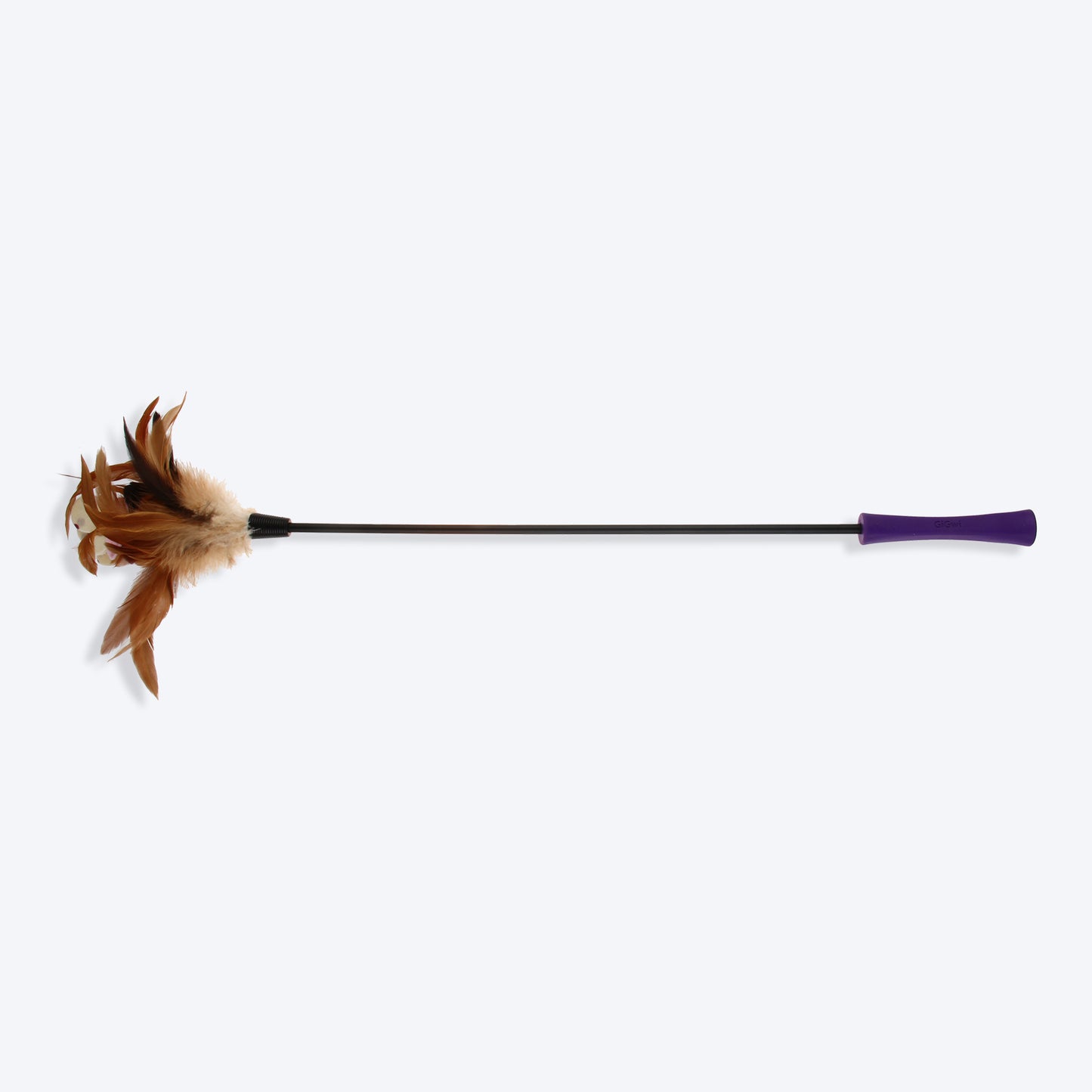 GiGwi Catwand 'Feather Teaser' with Natural Feather and TPR Handle Toy For Cat - Heads Up For Tails