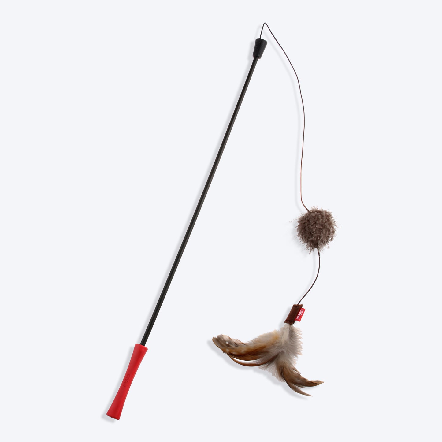 GiGwi Catwand 'Feather Teaser' with Natural Feather Plush Tail and TPR Handle - Heads Up For Tails