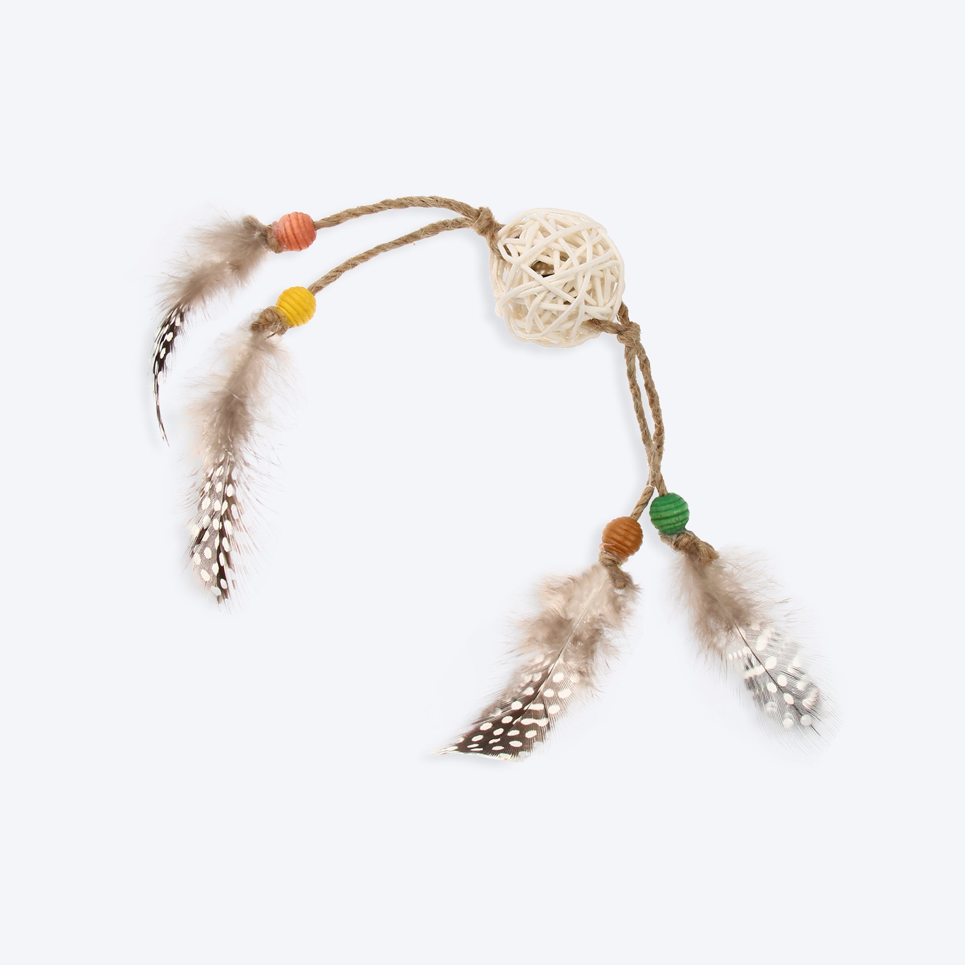 GiGwi Eco Line Catch And Scratch Cat Toy With Rattle Wood Brown Feathers - Heads Up For Tails