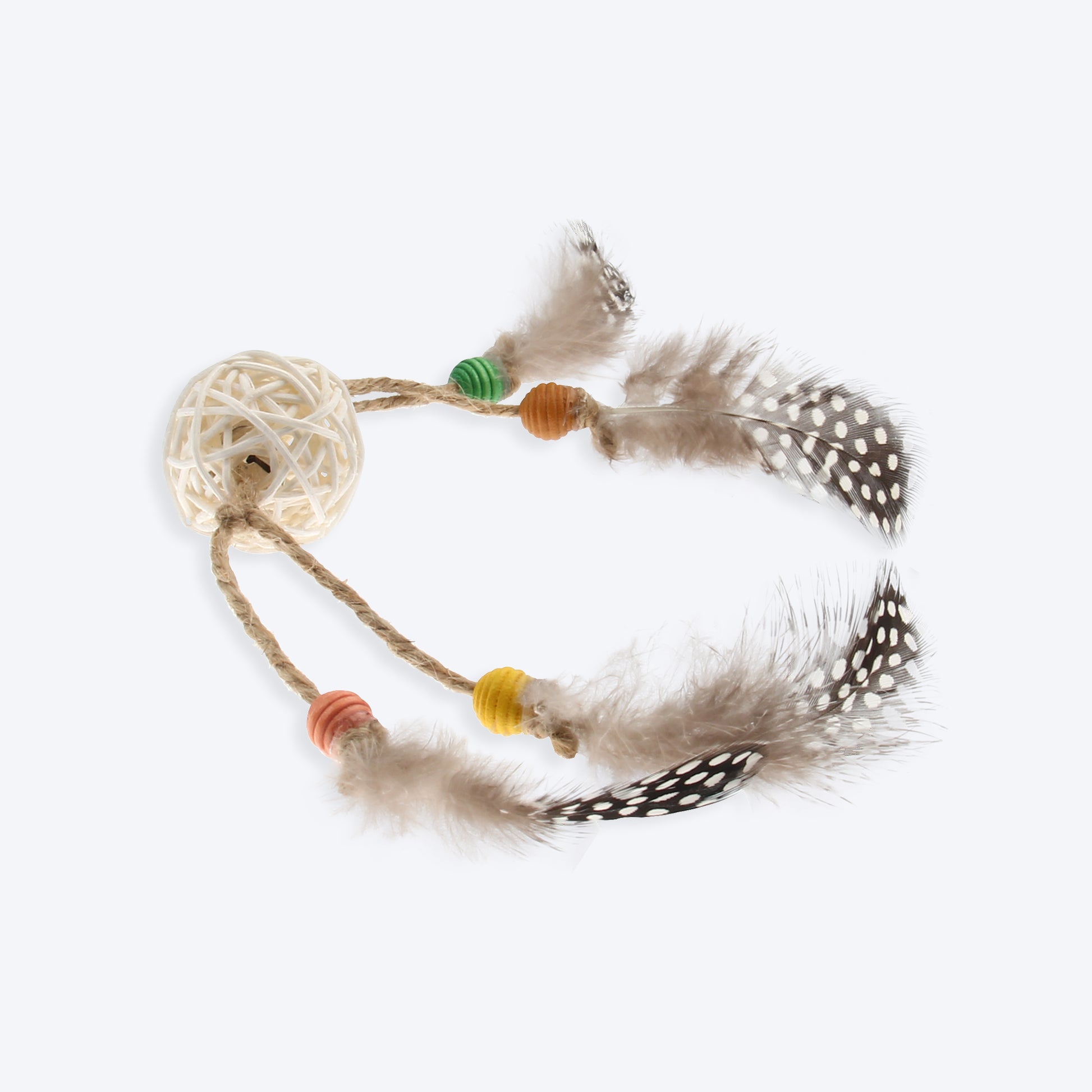 GiGwi Eco Line Catch And Scratch Cat Toy With Rattle Wood Brown Feathers - Heads Up For Tails