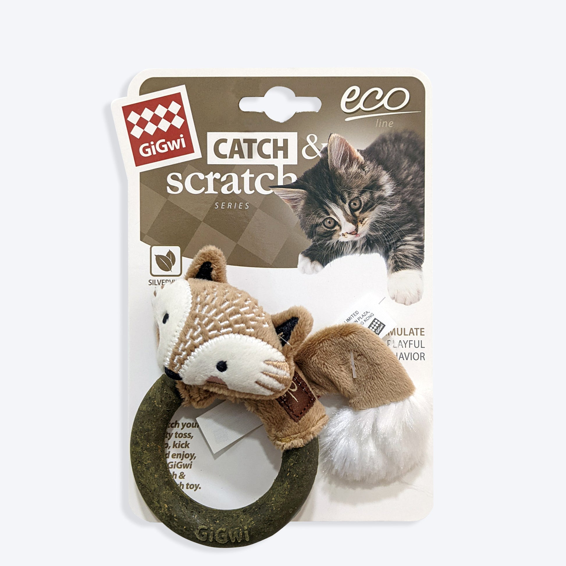 GiGwi Fox Catch And Scratch Ecoline With Silvervine Ring Cat Toy - Heads Up For Tails