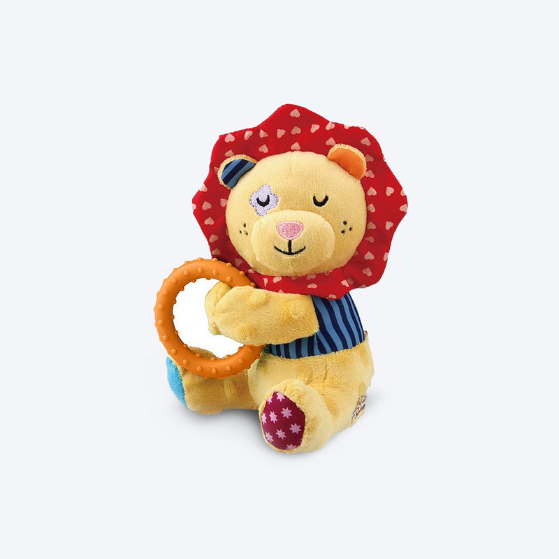 GiGwi Lion Plush Friendz With Squeaker And TPR Ring Dog Toy - Heads Up For Tails