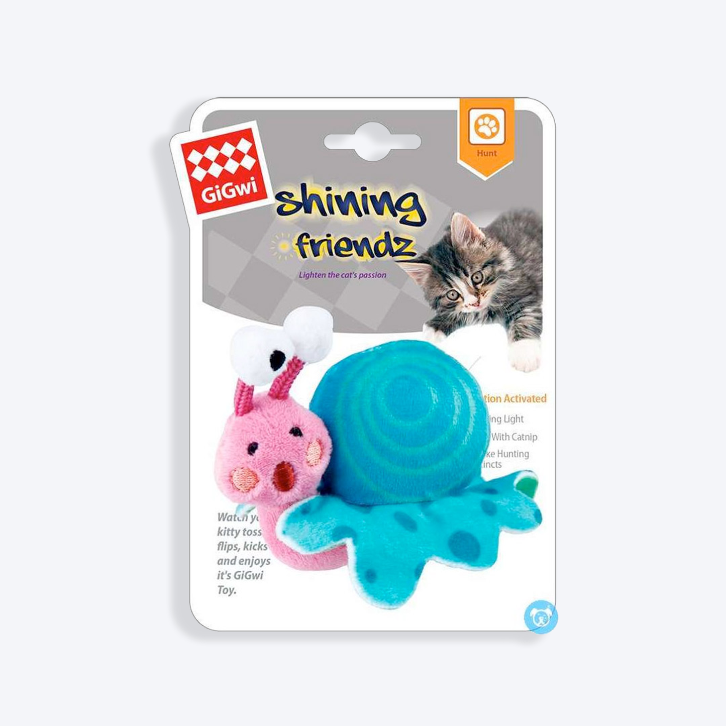 GiGwi Shining Friends Snail with Activated LED Light & Catnip Inside - Heads Up For Tails