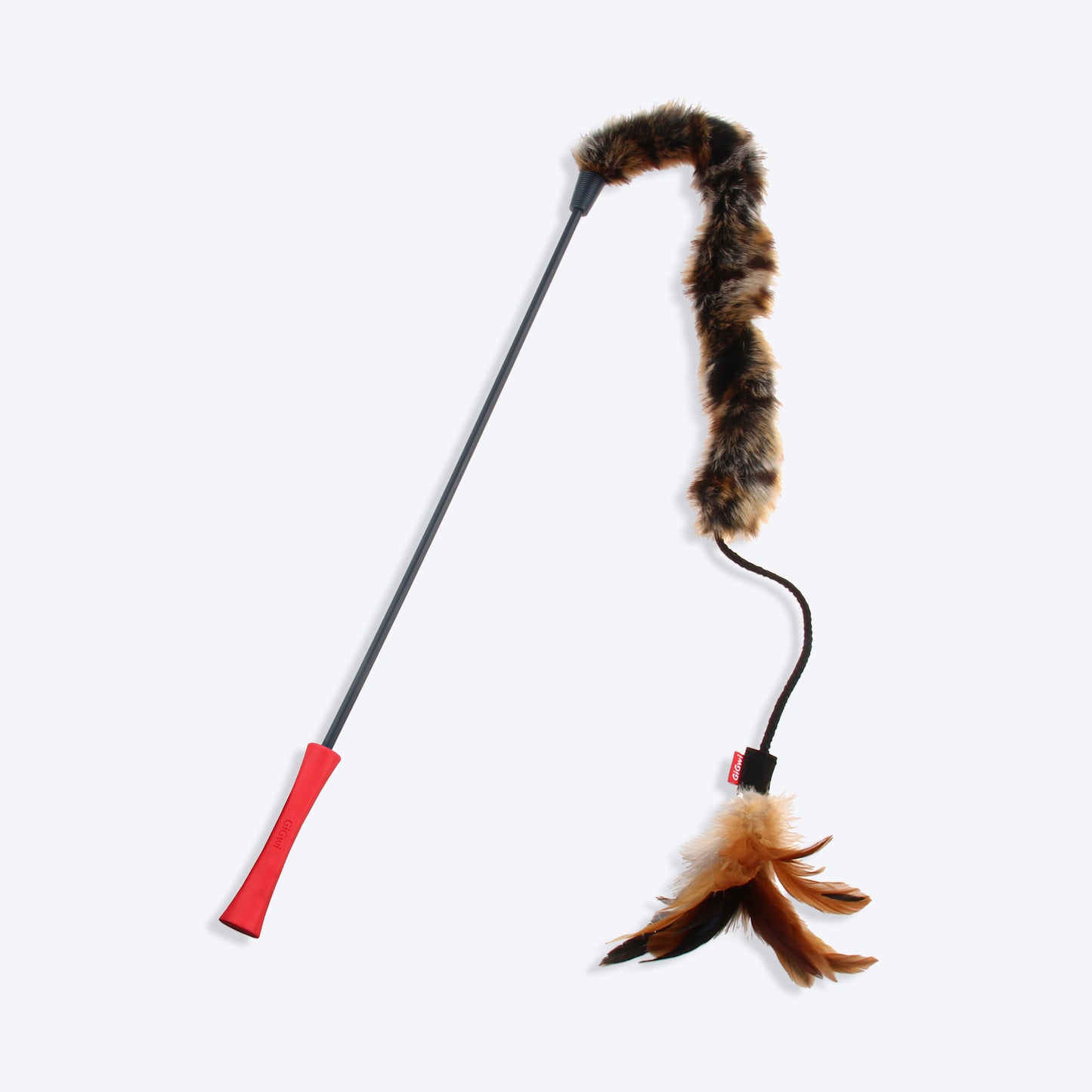 Gigwi Catwand 'Feather Teaser' with Natural Feather & TPR Handle Toy For Cat - Heads Up For Tails