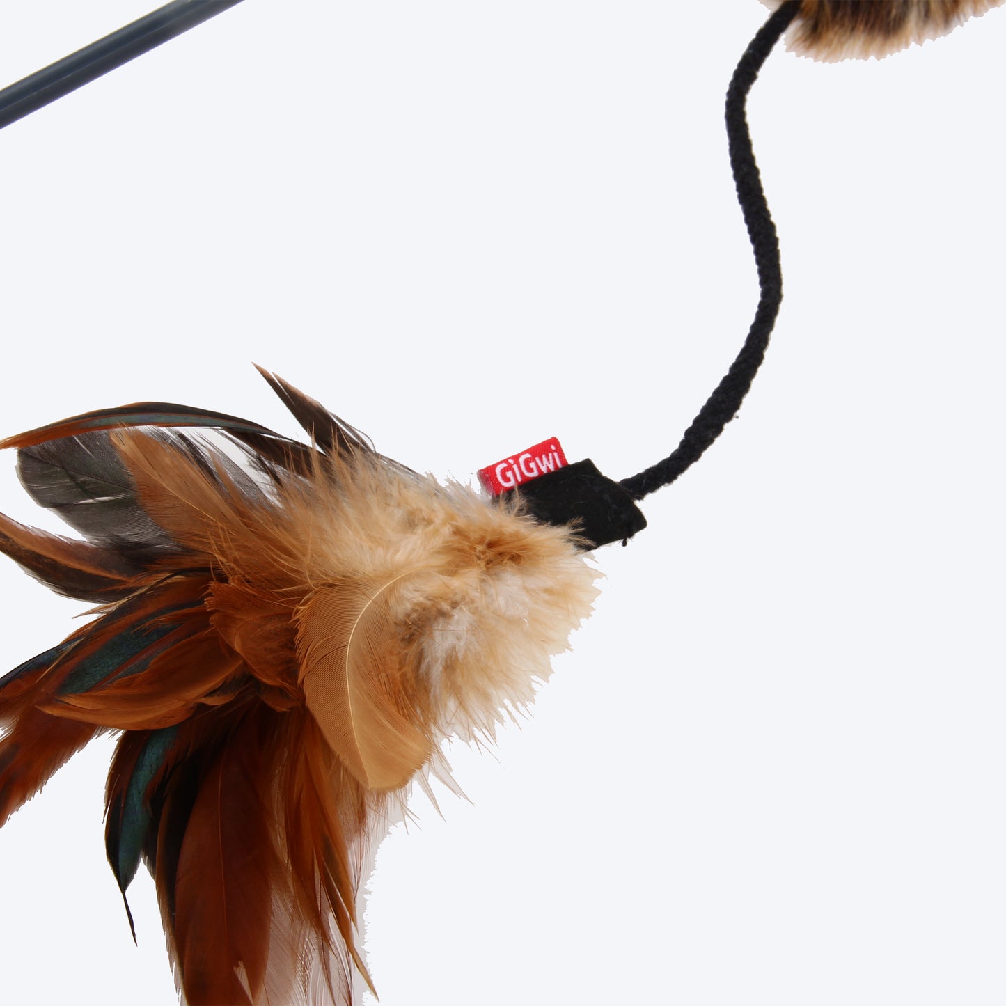 Gigwi Catwand 'Feather Teaser' with Natural Feather & TPR Handle Toy For Cat - Heads Up For Tails