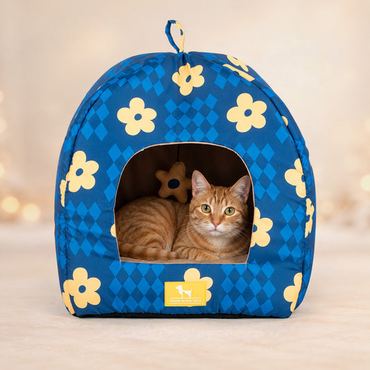 HUFT Cosy Blossom Tent Bed For Cat & Puppy - Blue