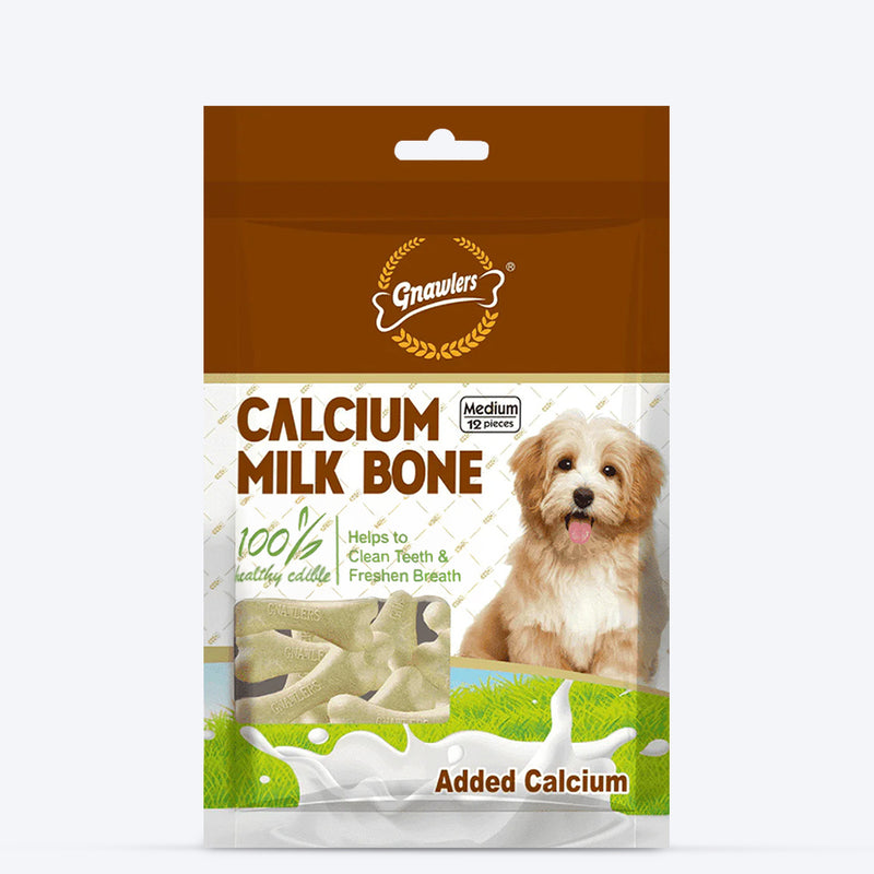 Gnawlers Calcium Milk Bone Dog Treats - Medium - Heads Up For Tails