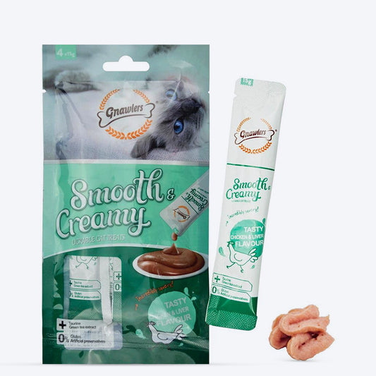 Gnawlers Creamy Treats Chicken and Liver Flavour for Cats- 60 g packs_01