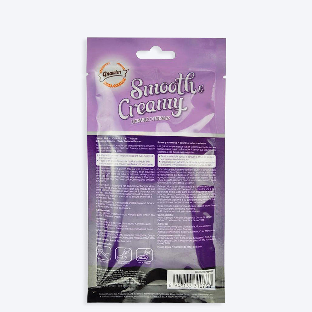 Gnawlers Creamy Treats Salmon Flavour for Cats- 60 g packs - Heads Up For Tails