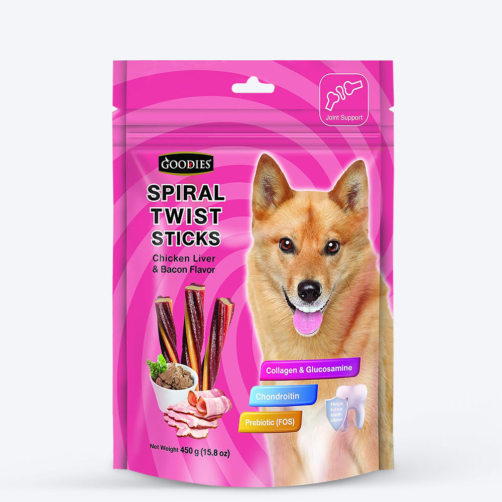 Goodies Spiral Twist Sticks Chicken & Bacon Flavour For Dogs - 450 g