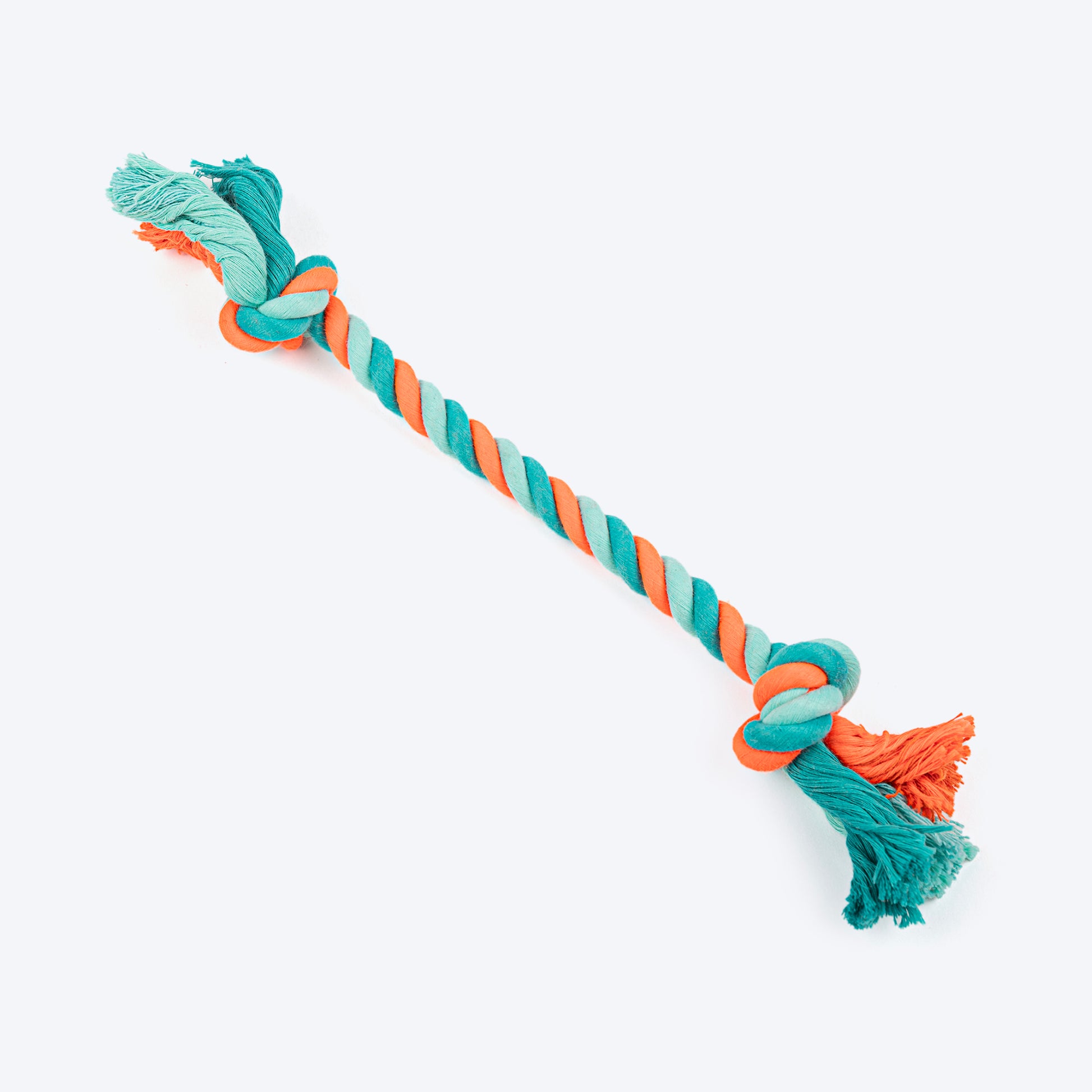 HUFT Tuggables 2 Knots Rope Toy For Dog - Green & Orange - Heads Up For Tails
