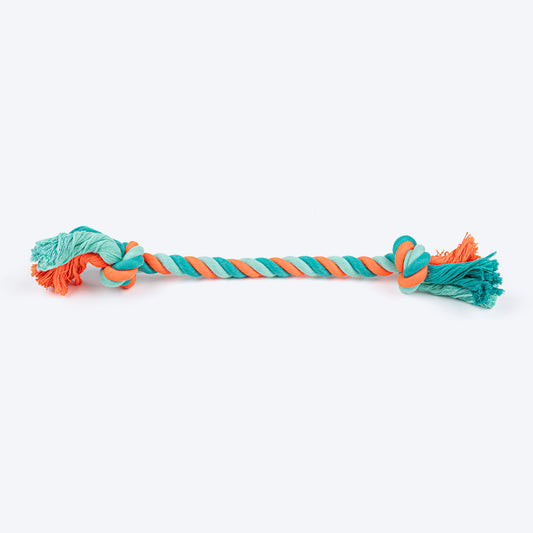 HUFT Tuggables 2 Knots Rope Toy For Dog - Green & Orange - Heads Up For Tails
