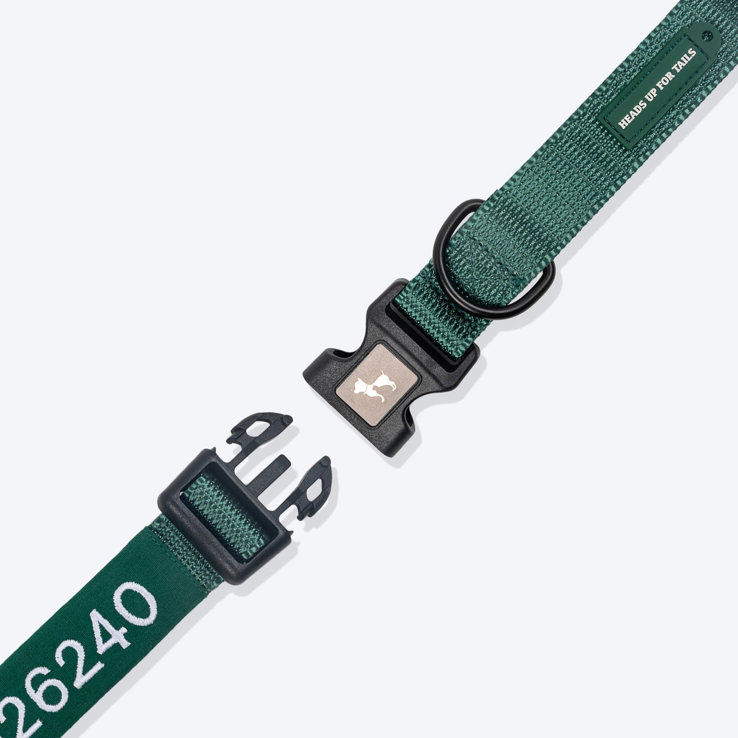 HUFT Personalised Classic (Mobile No.) Dog Collar - Green