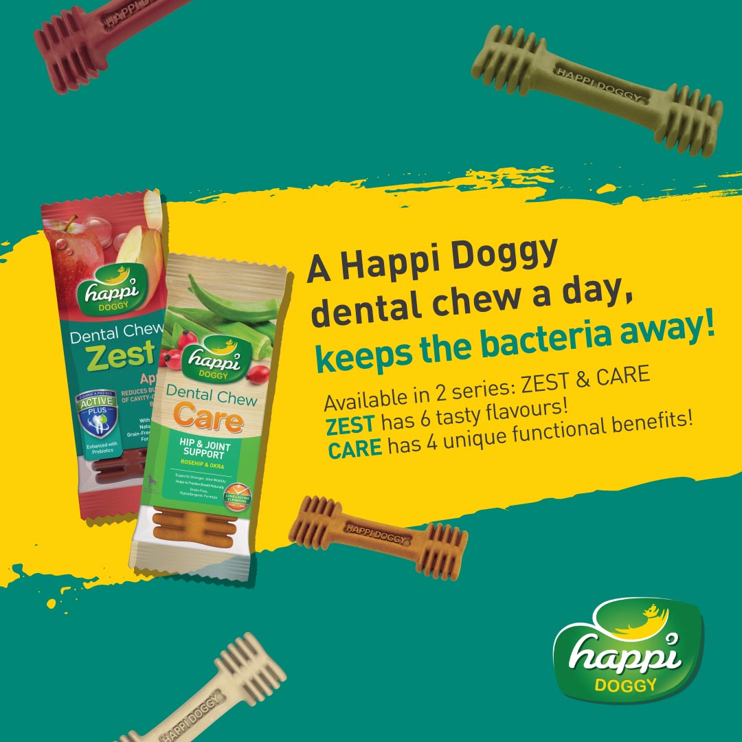Happi Doggy Vegetarian Dental Chew - Care (Hip & Joint Support) Rosehip & Okra - Petite - 2.5 inch - 150 g - 18 Pieces-5