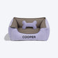 HUFT Personalised Lounger Dog Bed (Free Bone Cushion) - Lilac With Grey - Heads Up For Tails