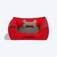 HUFT Personalised Lounger Dog Bed (Free Bone Cushion) - Red With Grey - Heads Up For Tails