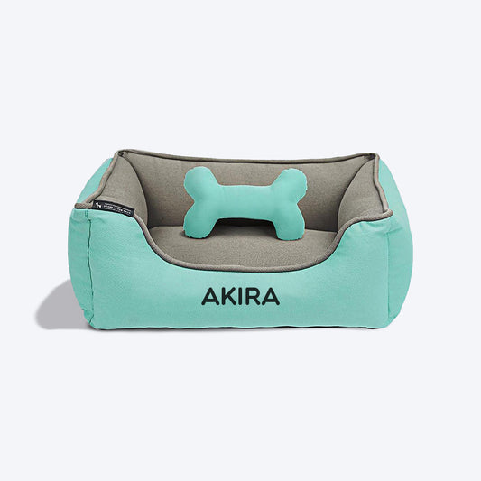 HUFT Personalised Lounger Dog Bed (Free Bone Cushion) - Turquoise With Grey - Heads Up For Tails