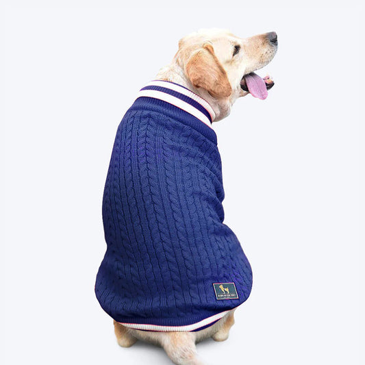 HUFT Striped Cable Knit Dog Sweater - Navy