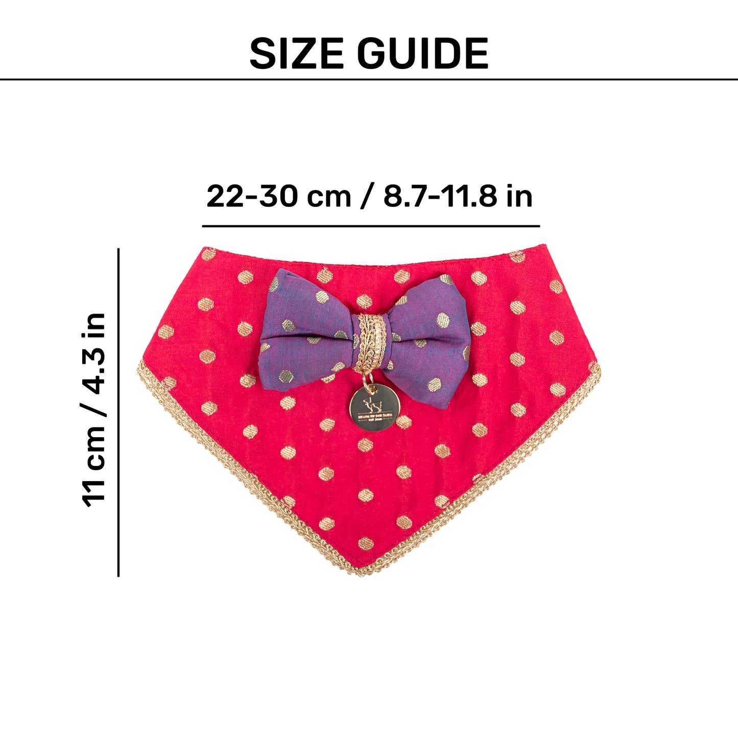 HUFT Desi Glam Bow Scarf For Cat & Puppy - Pink & Purple