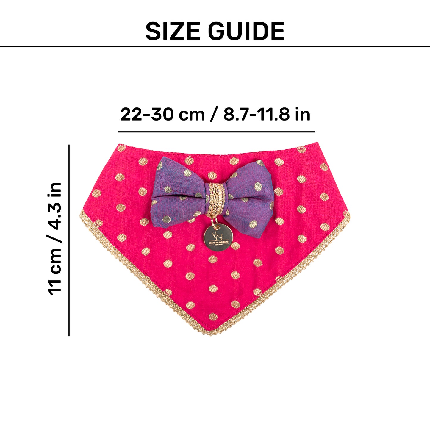 HUFT Desi Glam Bow Scarf For Cat & Puppy - Pink & Purple - Heads Up For Tails