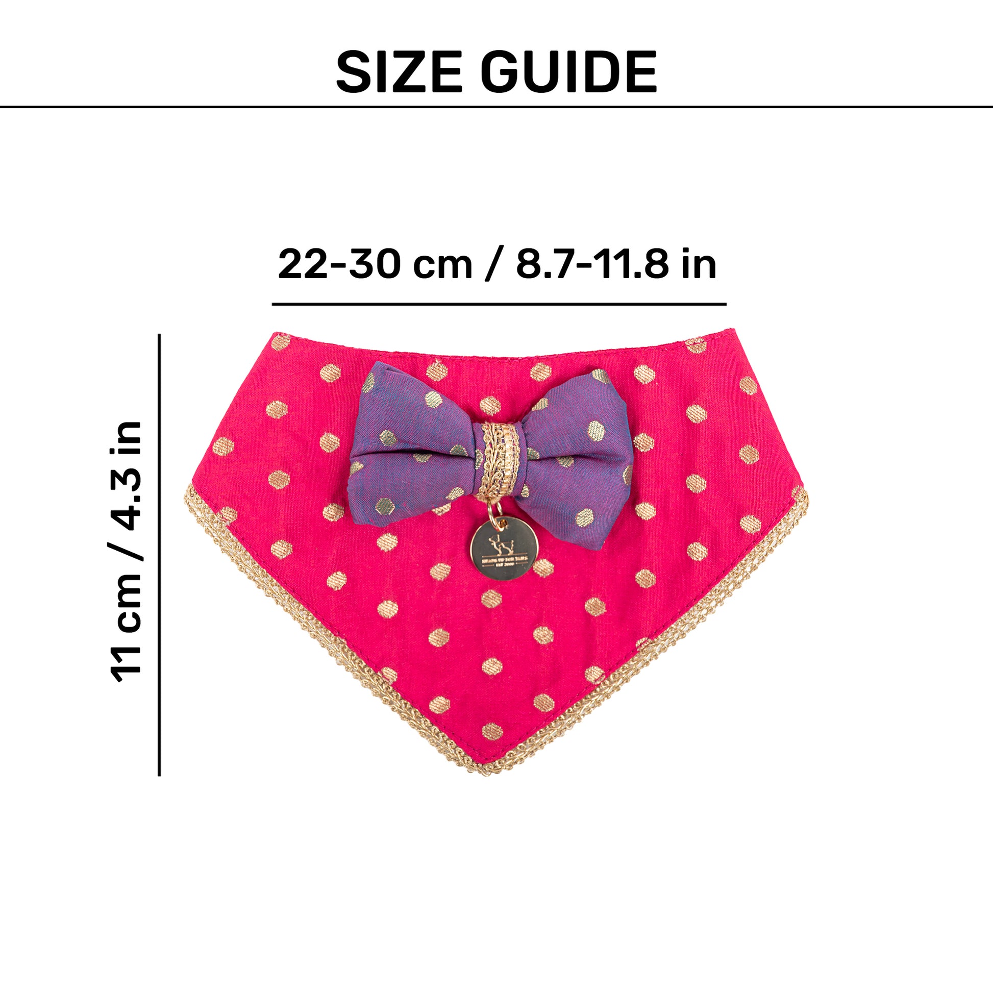 HUFT Desi Glam Bow Scarf For Cat & Puppy - Pink & Purple - Heads Up For Tails