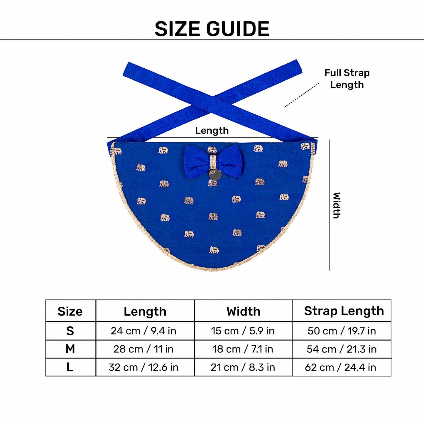 HUFT Royal Elephant Bandana For Dog - Royal Blue - Heads Up For Tails