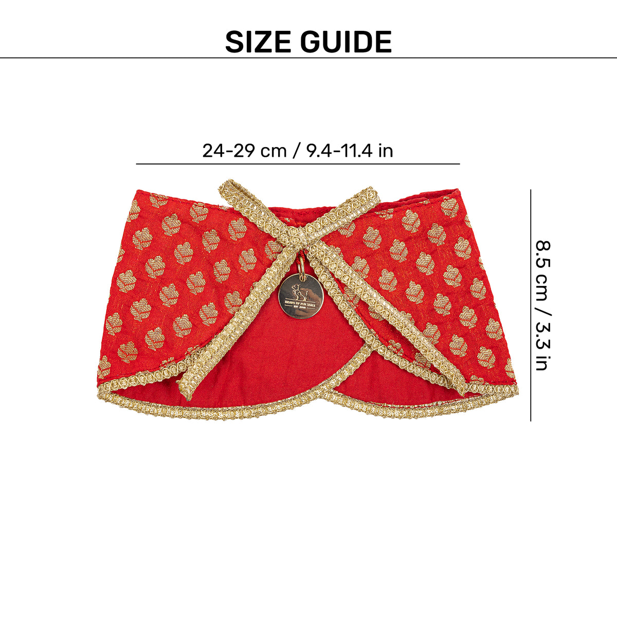 HUFT Brocade Dazzle Pet Scarf For Cat & Puppy - Red - Heads Up For Tails