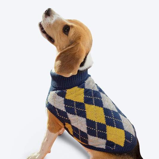 HUFT Argyle Dog Sweater - Navy