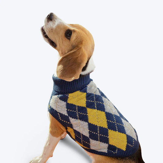 HUFT Argyle Dog Sweater - Navy