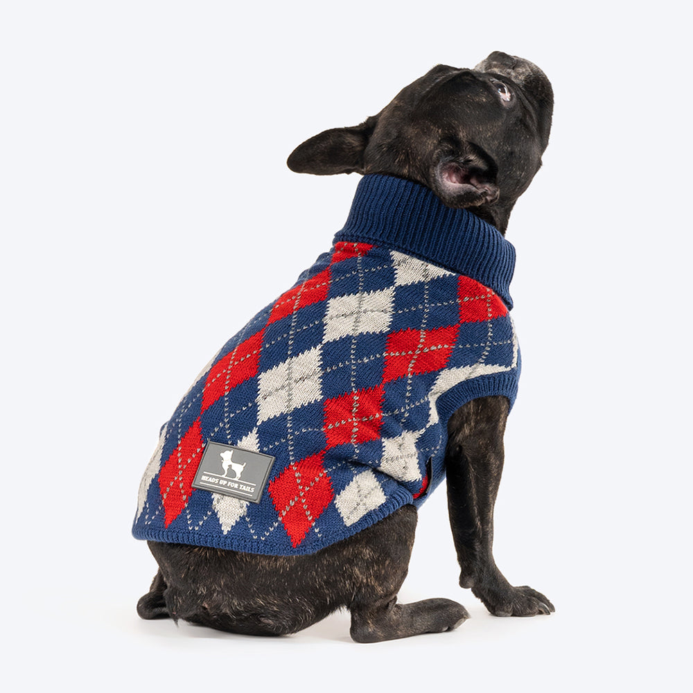 HUFT Argyle Pet Sweater - Red/Blue