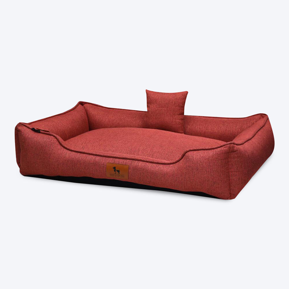 HUFT Nap Now Lounger Dog Bed (Free Cushion) - Brick Red (Made to Order) - Heads Up For Tails