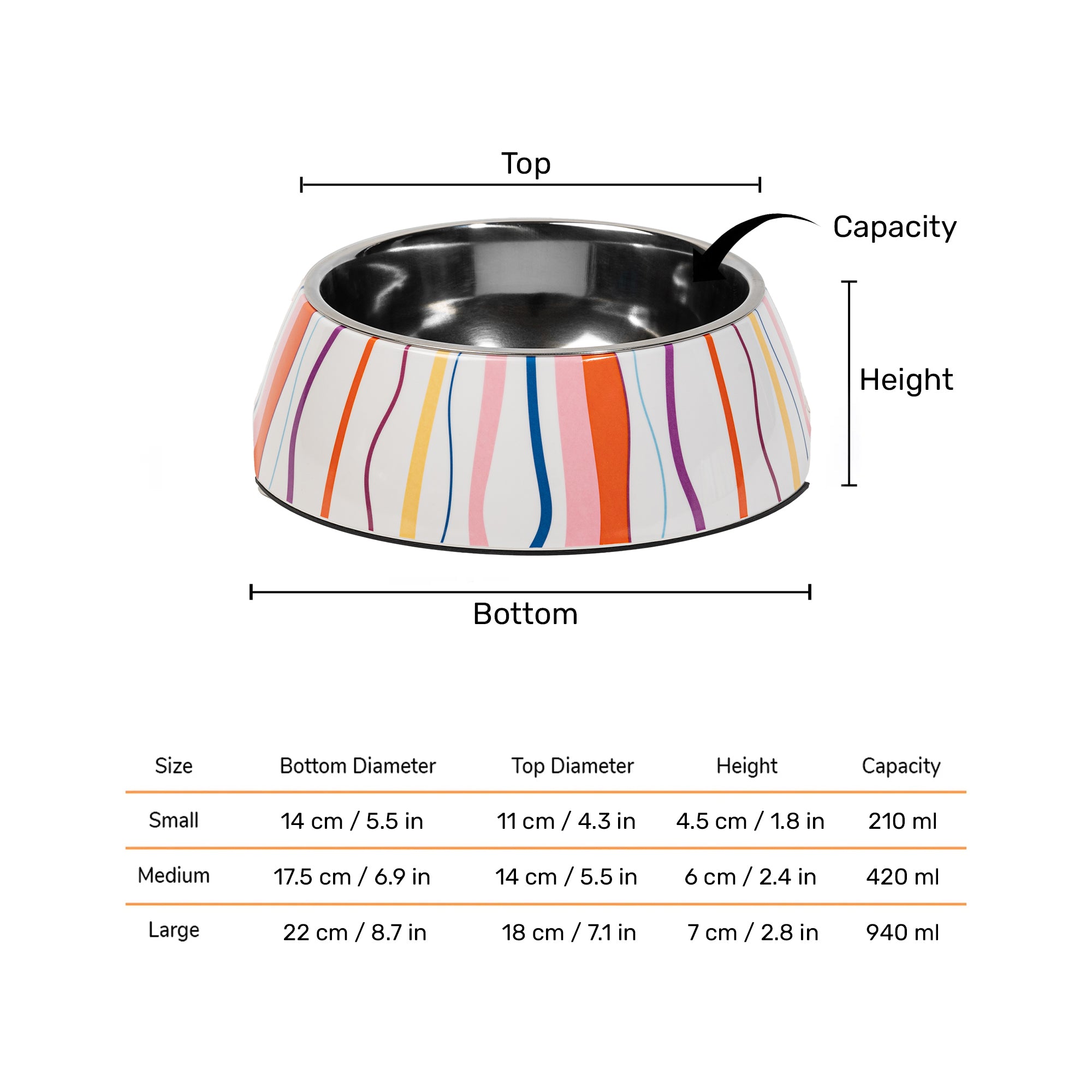 HUFT Tidal Trails Printed Melamine Bowl With Steel Inserts For Dog - Multicolor