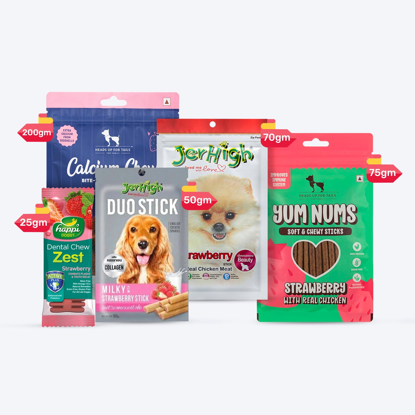 HUFT Berrylicious Bundle - Strawberry Chews & Bone Treats Combo - Heads Up For Tails